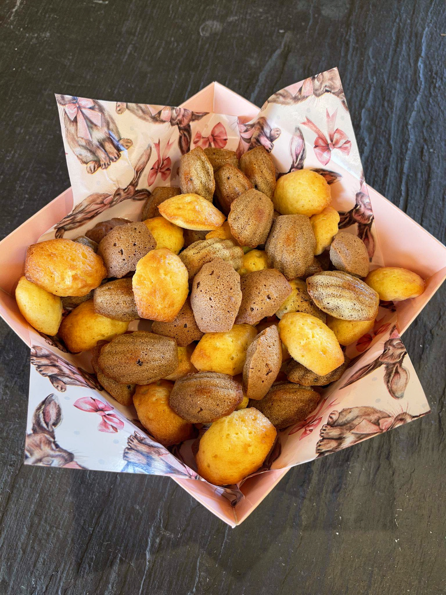 gourmet dessert platter with the mini madeleine,cacao and vanilla treats from the French Atelier, french bakery in Venice Sarasota florida