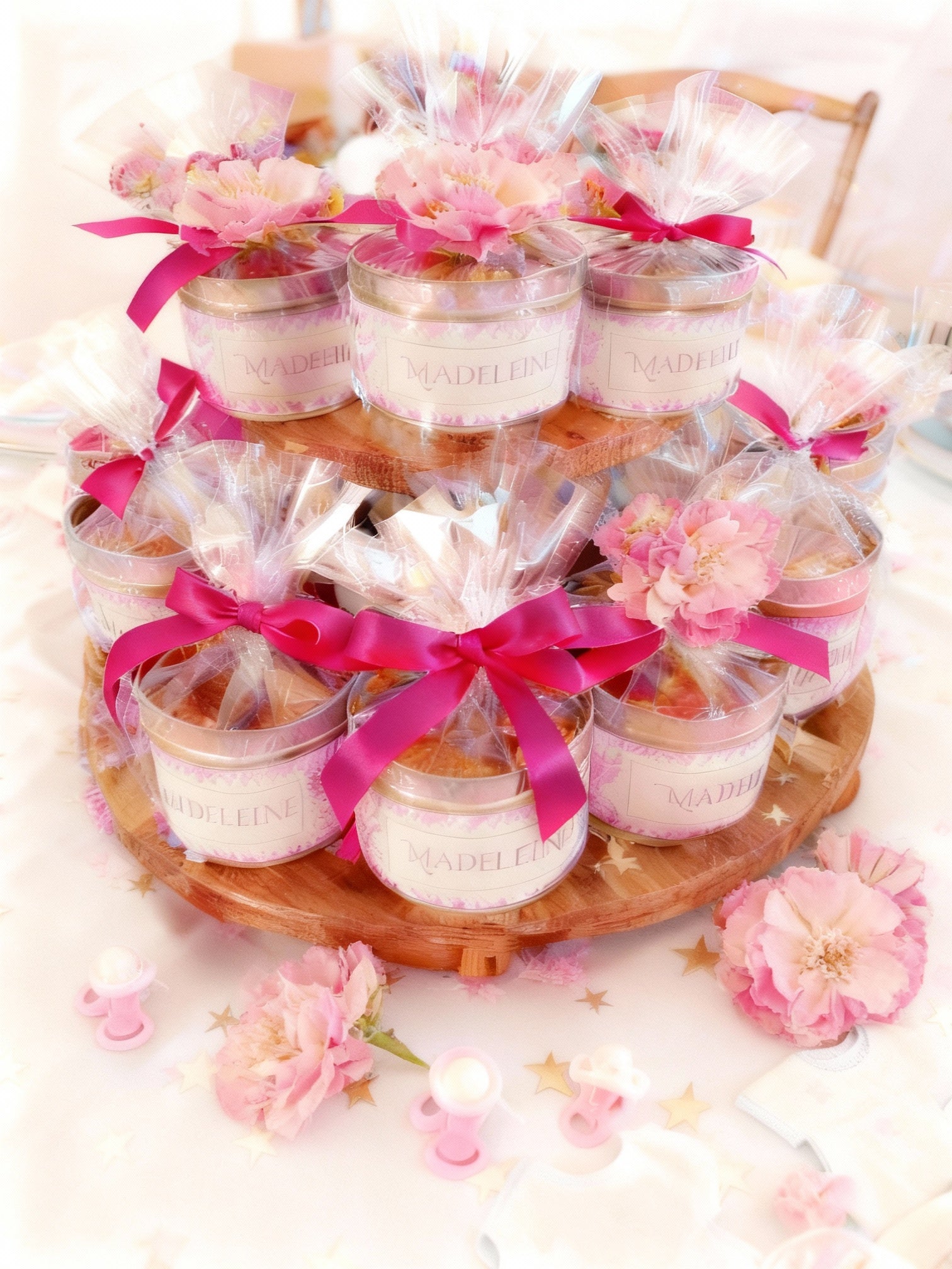 BABY SHOWER GIRL SWEET TIN, PARISIAN MINI TREATS IN ELEGANT PINK