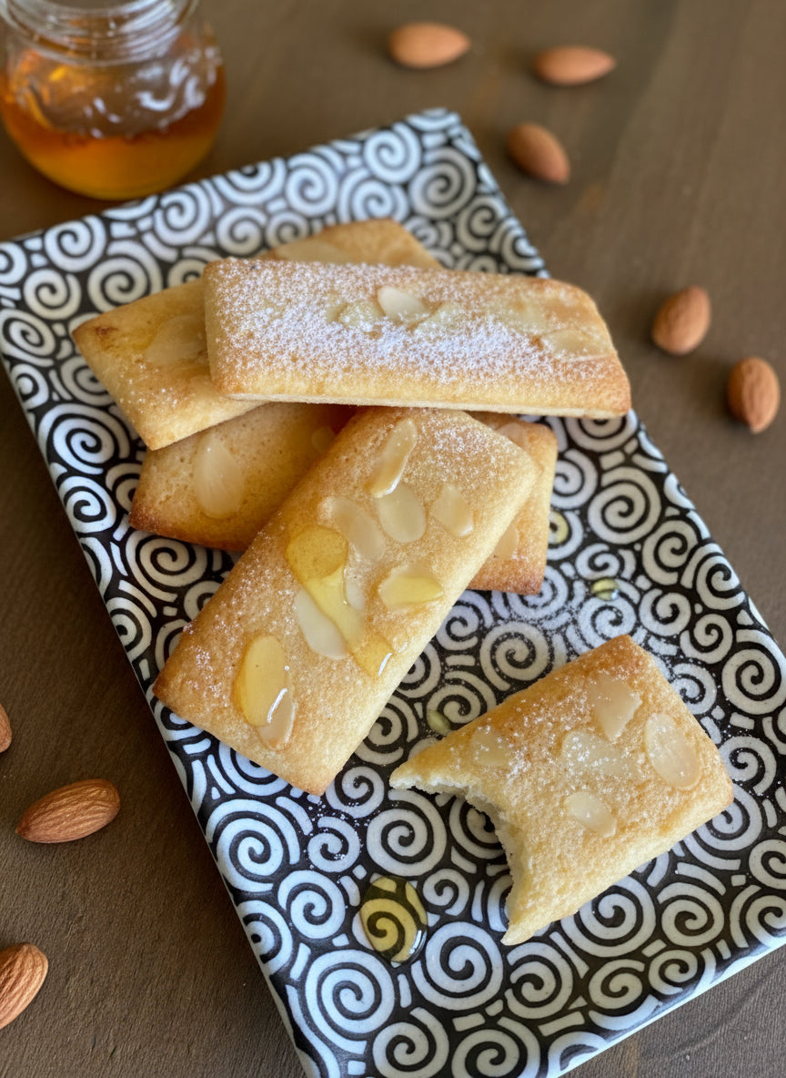 A bag of traditional French Financier almond cakes, freshly baked in Venice FL for local delivery or pickup on Farmers market.