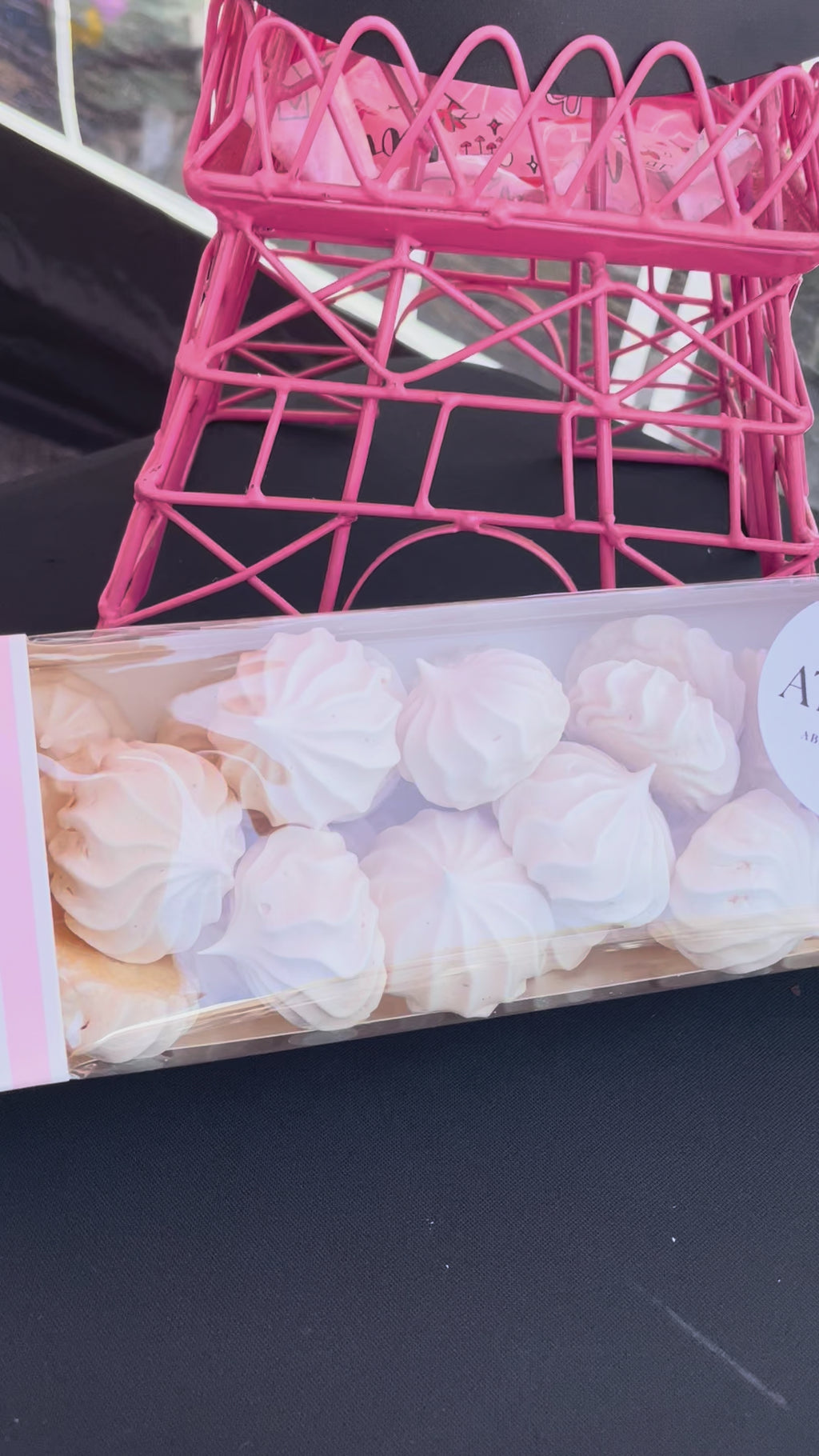 Vanilla french meringues from the French Atelier, a French bakery in Venice Florida, available online, in Siesta Key farmers market and Venice Mercato. Delivery in Sarasota area.